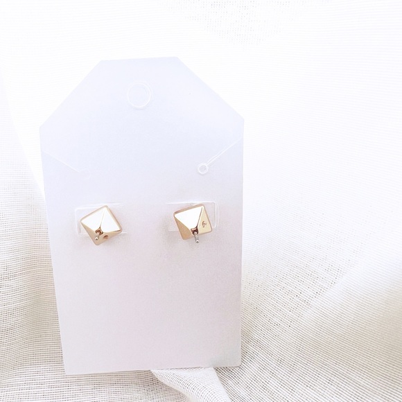 White House Black Market Goldtone and Blue Round Cut Gem Stud Earrings - New! - Picture 3 of 7